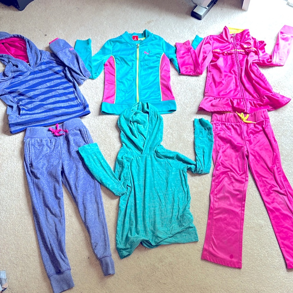 Lot of girls tracks suits puma avia teal pink purple size 6 girls